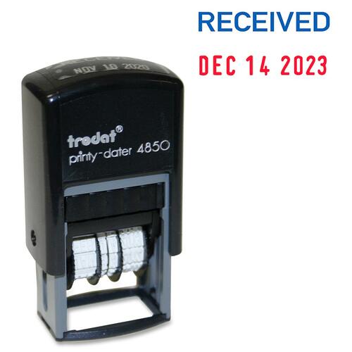 Trodat 4850 Printy Self Inking Stamp - Message/Date Stamp - "RECEIVED" - Recycled - 1 Each - Pre-Inked Stamps - TRO76753