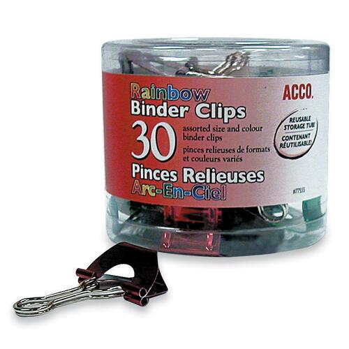 ACCO Fold Back Binder Clip - 205 Sheet Capacity - 30 / Pack - Assorted