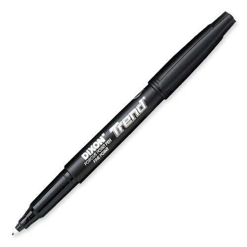 Dixon Trend Porous Point Pen - 1 mm (0.04") Fine Pen Point - Black Ink - Nylon Fiber Tip - 12 / Box