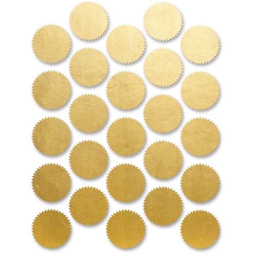 First Base Gold Imprintable Seal - Round - 1.75" (44.45 mm) Diameter - For Certificate, Award - Gold - 8 / Pack