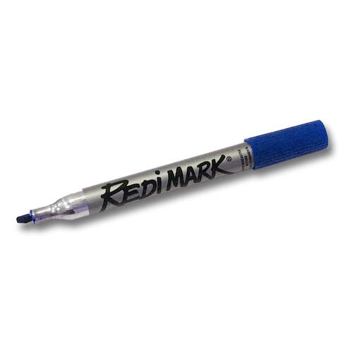 Dixon Redimark Permanent Marker - Chisel Marker Point Style - Blue - Metal Barrel - 12 / Pack
