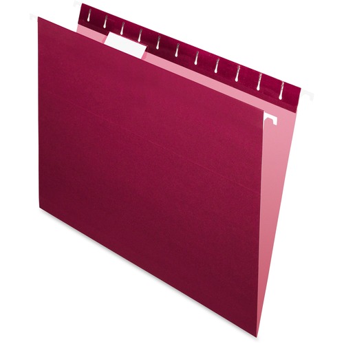 Pendaflex 1/5 Tab Cut Letter Recycled Hanging Folder - 8 1/2" x 11" - Burgundy - 10% Recycled - 25 / Box = PFX91805