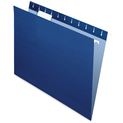Pendaflex 1/5 Tab Cut Letter Recycled Hanging Folder - 8 1/2" x 11" - Navy - 10% Recycled - 25 / Box = PFX91807