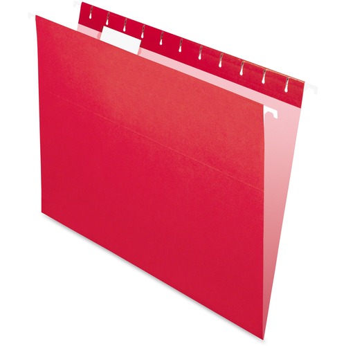 Pendaflex 1/5 Tab Cut Letter Recycled Hanging Folder - 8 1/2" x 11" - Red - 10% Recycled - 25 / Box = PFX91810