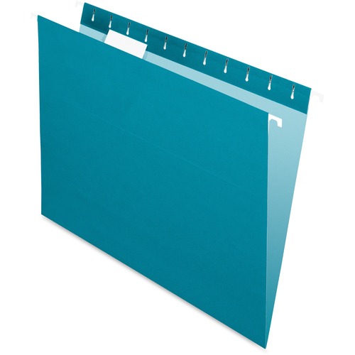 Pendaflex 1/5 Tab Cut Letter Recycled Hanging Folder - 8 1/2" x 11" - Teal - 10% Recycled - 25 / Box = PFX91811