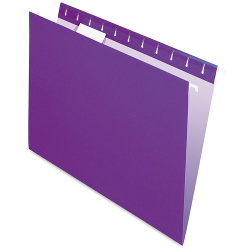 Pendaflex 1/5 Tab Cut Letter Recycled Hanging Folder - 8 1/2" x 11" - Violet - 10% Recycled - 25 / Box