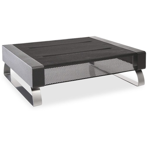 Rolodex Mesh Monitor Stand - 35 lb Load Capacity11.9" Width - Black, Silver