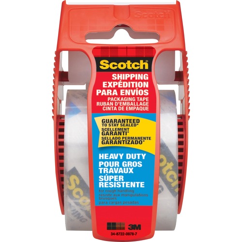 3M Scotch High Performance Mailing Tape with Dispenser - 22.1 yd (20.2 m) Length x 2" (50.8 mm) Width - Rubber Resin - Dispenser Included - 1 Each - Clear