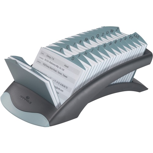 DURABLE Telindex Desk Address Card Files - 500 Card Capacity - For 2.87" (72.90 mm) x 4.12" (104.65 mm) Size Card - 25 A-Z Index Guide - Black, Gray - Card Files & Holders - DBL241201