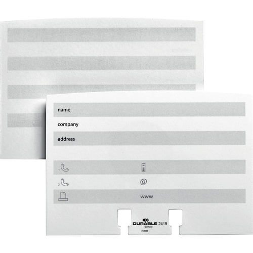 DURABLE Telindex Rotary File Refill Index Cards - For 2.87" (72.90 mm) x 4.12" (104.65 mm) Size Card - Gray, White