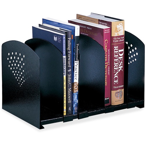 Safco Five-Section Adjustable Book Rack - 5 Divider(s) - 9.3" Height x 15.5" Width x 9" Depth - Desktop - Adjustable, Removable Divider, Durable - Black - Steel - 1 Each - Book Racks - SAF3116BL