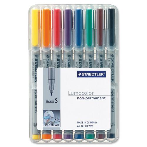 Lumocolor Universal Non-permanent Marker - Extra Fine Marker Point - 0.4 mm Marker Point Size - Refillable - Assorted Water Based Ink - Polypropylene Barrel - 8 / Set - Overhead Transparency Markers - STD311WP8