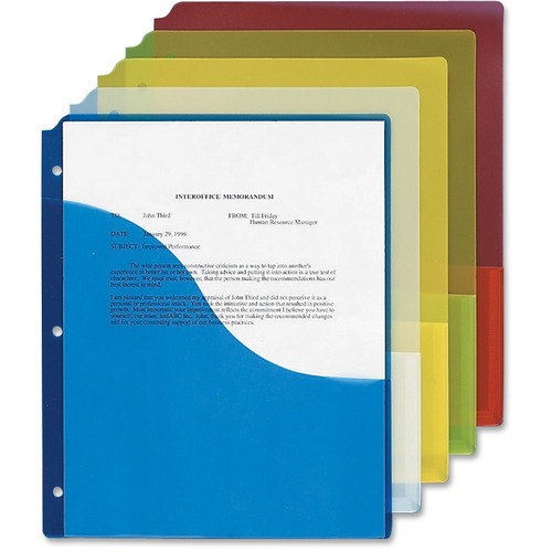 Pendaflex Letter Report Cover - 8 1/2" x 11" - 3 x Round Ring Fastener(s) - Polypropylene - Blueberry, Lemon, Lime, Strawberry - 5 / Pack
