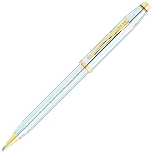 Cross Century II Medalist Chrome 23KT Gold Plated Appointments Ballpoint Pen - Conical Pen Point Style - Black - 1 Each