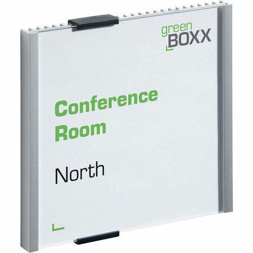 DURABLE® Wall Mounted INFO SIGN - 6-1/8" x 6-1/80" - Square Shape - Acrylic, Aluminum - Easy To Update - Silver - 1 Pack