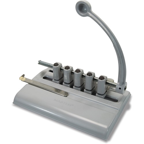 Master Products Adjustable 5-hole Punch - 5 Punch Head(s) - 40 Sheet - 11/32" Punch Size - Tan - Heavy-Duty Hole Punches - MAT525M