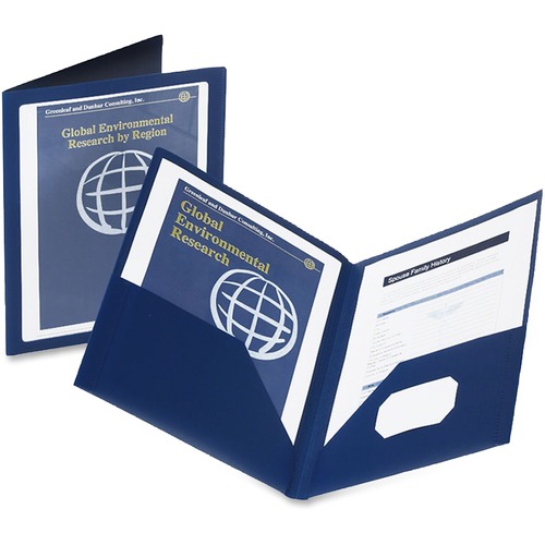 Oxford ViewFolio Letter Pocket Folder - 8 1/2" x 11" - 100 Sheet Capacity - 2 Pocket(s) - Blue - 1 Each - Portfolios - OXF57441C