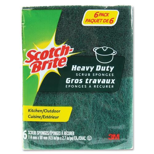 3M Scotch-Brite Multipurpose Scrub & Wipe Sponge - 4.3" Height x 2.5" Width x 1.3" Depth - 6/Pack