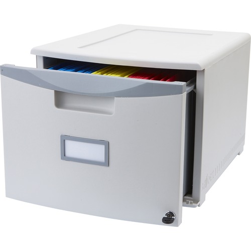 Storex Storage File Drawer - External Dimensions: 12.8" Width x 18.3" Depth x 14.8"Height - Media Size Supported: Letter, Legal - Stackable - Platinum, Gray - For File - Recycled - 1 Each - Mobile File Carts & Cabinets - STX61251B02C