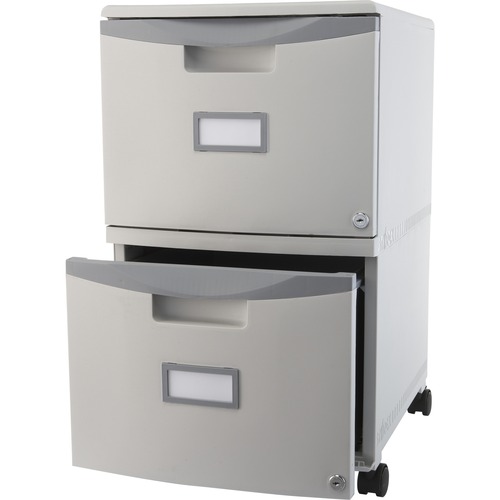 Storex Mobile File Drawer - 14.8" x 18.3" x 26" - 2 x Drawer(s) - Letter, Legal - Scratch Resistant, Dent Proof, Security Lock, Washable, Stackable - Gray - Recycled - Mobile File Carts & Cabinets - STX61301B01C