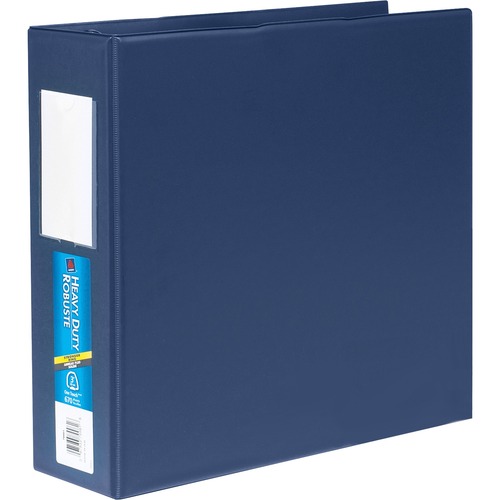 Avery® Heavy-Duty EZD Reference Binder - 3" Binder Capacity - Letter - 8 1/2" x 11" Sheet Size - D-Ring Fastener(s) - 4 Pocket(s) - Plastic - Navy - Lay Flat, Rivet, One Touch Ring, Locking Mechanism, Stacked Pocket, Gap-free Ring - 1 Each