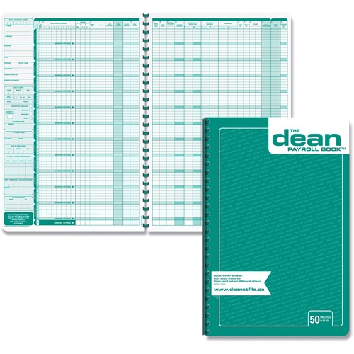 Dean & Fils Fifty Employees Payroll Book - Recycled - 1 Each - Payroll Forms - DET80050