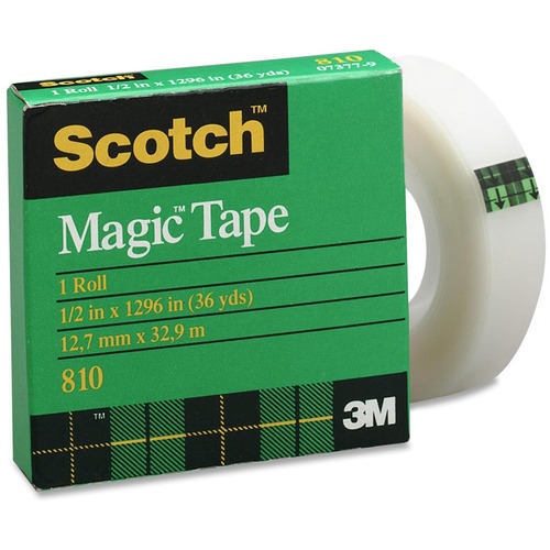 3M Scotch Magic Transparent Tape - 36 yd (32.9 m) Length x 0.50" (12.7 mm) Width - 1" Core - 1 Each