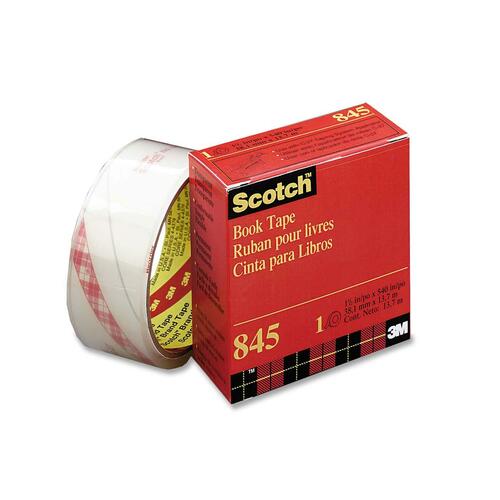3M Scotch Transparent Book Tape - 15 yd (13.7 m) Length x 1.50" (38.1 mm) Width - 3" Core - 1 Each - Clear