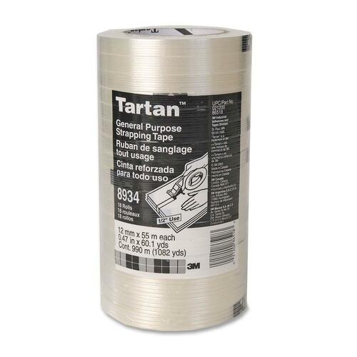 3M Scotch Tartan Filament Tape - 60.1 yd (55 m) Length x 0.47" (12 mm) Width - 3" Core - 1 Each