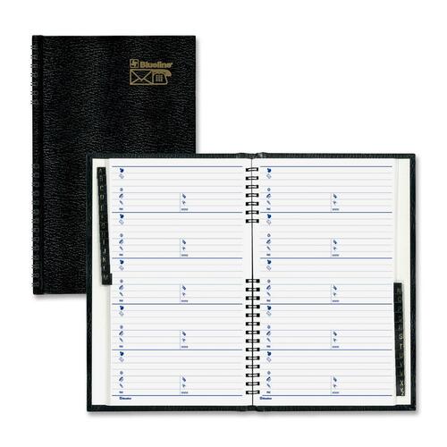 Blueline Telephone & Address Book - Twin Wirebound - Black - Recycled - 1 Each