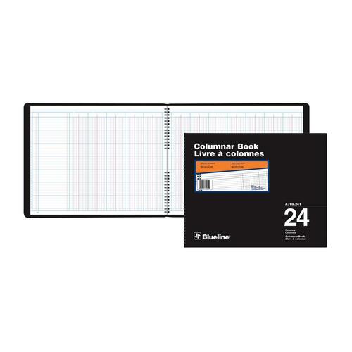 Blueline 769 Series Columnar Book - 80 Sheet(s) - Twin Wirebound - 15" x 12" Sheet Size - 24 Columns per Sheet - White Sheet(s) - Black Cover - Recycled - 1 Each - Accounting/Columnar/Record Books & Pads - BLIA76924T