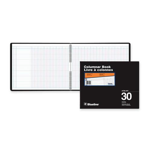 Blueline 769 Series Columnar Book - 80 Sheet(s) - Twin Wirebound - 15" x 12" Sheet Size - 30 Columns per Sheet - White Sheet(s) - Black Cover - Recycled - 1 Each - Accounting/Columnar/Record Books & Pads - BLIA76930T