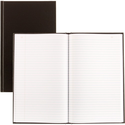 Blueline 790 Series Account Record Book - 200 Sheet(s) - Gummed - 7 7/8" x 12 1/2" Sheet Size - White Sheet(s) - Black Cover - Recycled - 1 Each