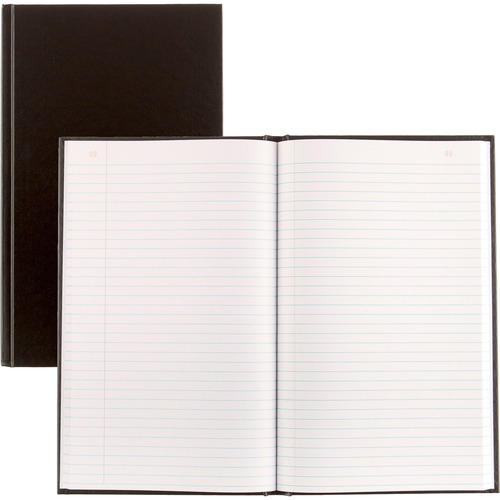 Blueline 790 Series Account Record Book - 300 Sheet(s) - Gummed - 7.88" (200.03 mm) x 12.50" (317.50 mm) Sheet Size - White Sheet(s) - Black Cover - Recycled - 1 Each