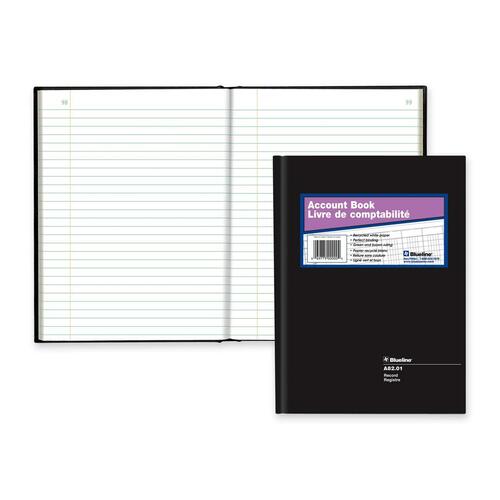 Blueline 82 Series Accounting Book - 112 Sheet(s) - Perfect Bind - 7 11/16" x 10 1/4" Sheet Size - White Sheet(s) - Black Cover - Recycled - 1 Each