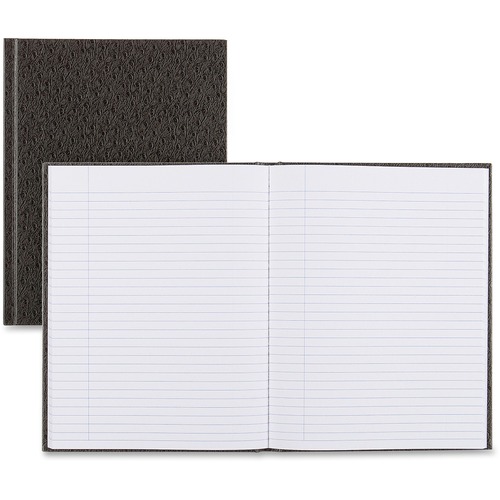 Blueline Ostrich Finish Exec Business Notebook - 150 Sheets - Perfect Bound Blue Margin - 9 1/4" x 7 1/4" - Black Cover Textured - Hard Cover - Recycled - 1Each
