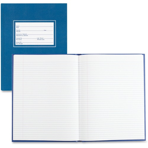 Blueline Lab Composition Book - 200 Sheets - Perfect Bound - Both Side Ruling Surface - Ruled Red Margin - 10 1/2" x 8" - White Paper - Blue Cover - Hard Cover - Recycled - 1Each - Memo / Subject Notebooks - BLIA91