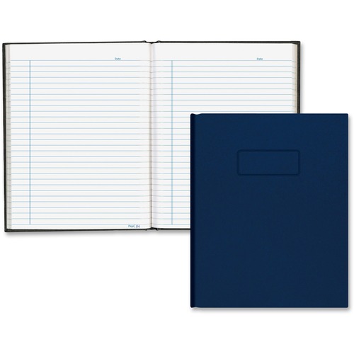 Blueline Hardbound Composition Books - 192 Sheets - Perfect Bound Blue Margin - 9 1/4" x 7 1/4" - White Paper - Blue Cover - Hard Cover, Self-adhesive, Index Sheet - Recycled - 1Each