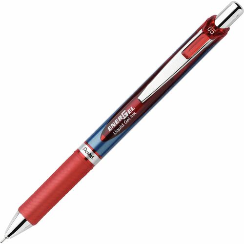 EnerGel EnerGel RTX Liquid Gel Pen - Fine Pen Point - 0.5 mm Pen Point Size - Needle Pen Point Style - Refillable - Retractable - Red Gel-based Ink - Blue Barrel - Stainless Steel Tip - 1 Each