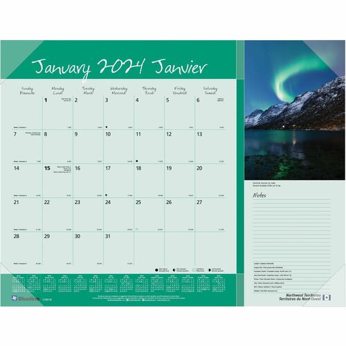 Blueline Canadian Provinces Monthly Desk pad Calendar - Julian Dates - Monthly - 1 Year - January 2024 till December 2024