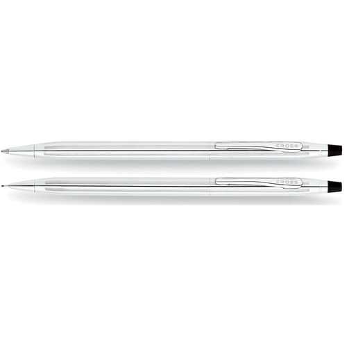 Cross Classic Century Lustrous Chrome Ballpint Pen & 0.7mm Pencil Set - 0.5 mm Pen Point Size - 0.7 mm Lead Size - Refillable - Chrome Barrel - 1 / Set - Pen/Pencil Sets - CROC350105