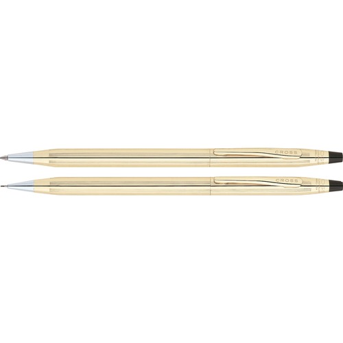 Cross Classic Century 10 Karat Gold Filled/Rolled Gold Pen and Pencil Set - Medium Pen Point - 0.7 mm Lead Size - Refillable - Black Ink - Gold Barrel - 1 / Set