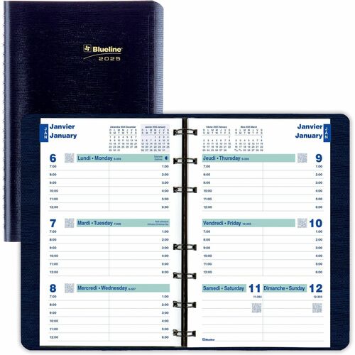 Blueline Essential Weekly Planner Soft Cover 8" x 5" , Bilingual, Blue