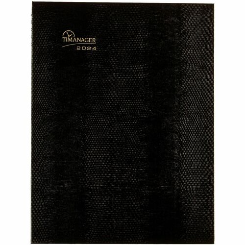 Blueline Hard Cover Weekly English Appointment Book - Julian Dates - Weekly - December 2023 till December 2024 - 7:00 AM to 8:30 PM - Half-hourly - 1 Week Double Page Layout - 7 5/8" x 10 1/4" Sheet Size - Twin Wire - Black - Laminated, Pocket, Hard Cover