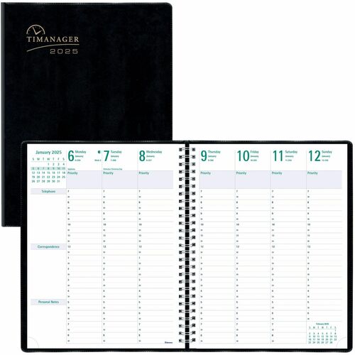 Blueline Timanager 13-Month 7-Day Weekly Planner, 11