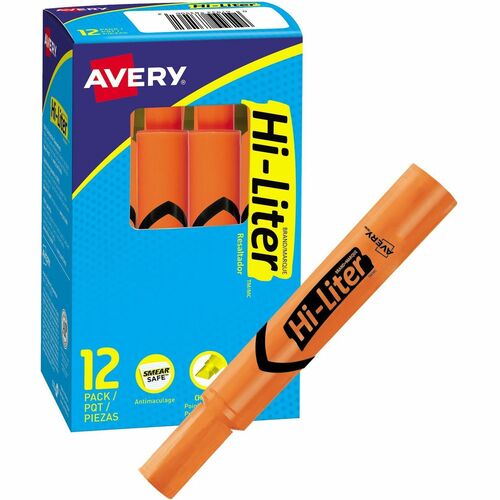 Avery® Hi-Liter Desk Style Highlighter - Chisel Marker Point Style - Fluorescent Orange - 1 Each - Tank-Style Highlighters - AVE83506