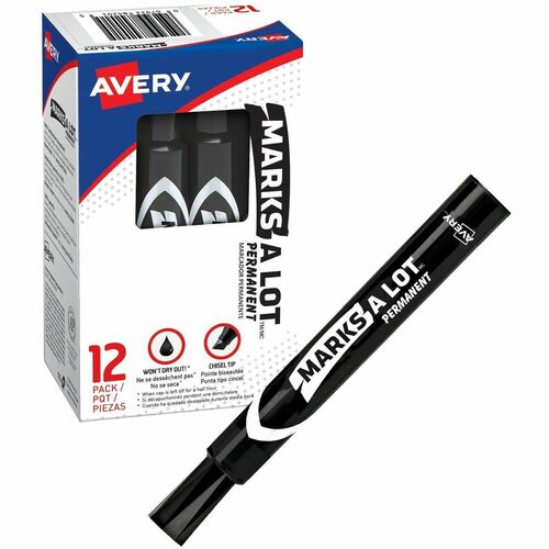 Avery® Marks-A-Lot Regular Permanent Marker - Chisel Marker Point Style - Black - 1 Each