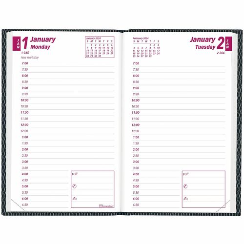 Brownline® Traditional Daily Pocket Diaries - Daily - 1 Year - January 2023 till December 2023 - 7:00 AM to 6:30 PM - Half-hourly - 1 Day Single Page Layout - 2 7/8" x 4 3/4" Sheet Size - Assorted - Pocket, Flexible, Reference Calendar, Notepad - 1 Ea