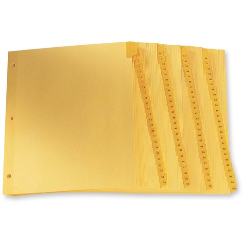 Oxford Laminated Tab Index Divider - Printed Tab(s) - Digit - 1-100 - 8.50" Divider Width x 11" Divider Length - Letter - Buff Plastic Tab(s) - 100 / Set - Pre-printed Index Dividers - OXFCR213100N