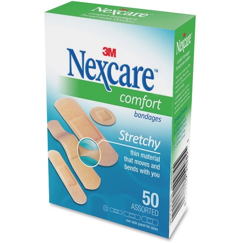 3M Nexcare™ Comfort Bandages - Assorted Sizes - 50 / Box - Bandages & Wraps - MMMCS201CA